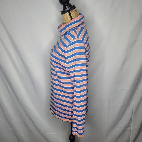 Vintage 70s vibe Blue Orange Striped Turtleneck - Picture 3 of 10
